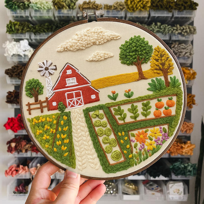 Rubbyoo Embroidery Kit - Red House Farm | Landscape Handmade Collection | Diy Home Decor - image 7