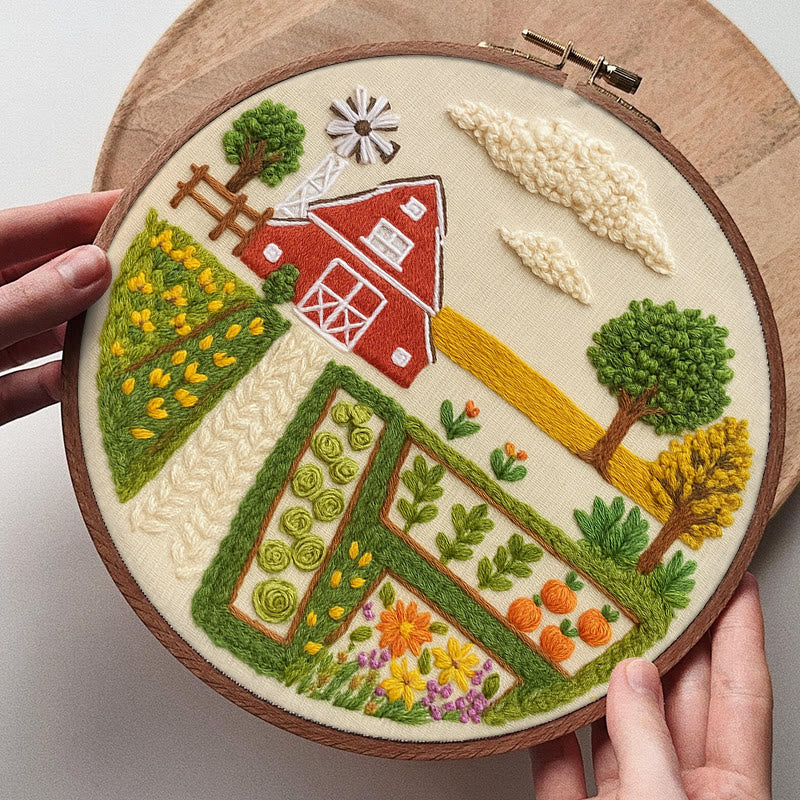 Rubbyoo Embroidery Kit - Red House Farm | Landscape Handmade Collection | Diy Home Decor - image 5