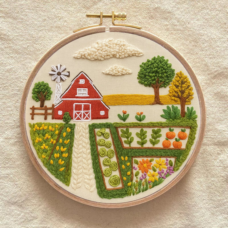 Rubbyoo Embroidery Kit - Red House Farm | Landscape Handmade Collection | Diy Home Decor - image 9