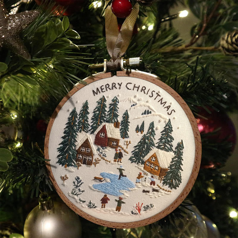 Rubbyoo Embroidery Kit - Snowy Village Scene | Handmade Crafts For Friends | Diy Christmas Needlepoint - image 2