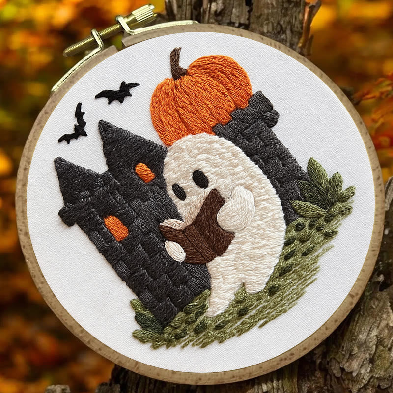 Rubbyoo Embroidery Kit - Halloween Reading Ghost | Spooky Handicraft For Halloween | Nice Artwork For Home Decor - image 4