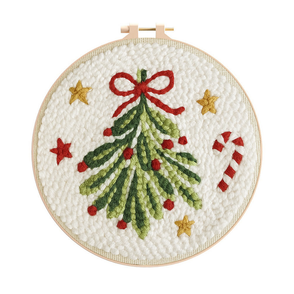Christmas Tree Punch Needle Kit - Handmade Christmas Decoration | Unique Christmas Handicraft  - 20cm*20cm - image 1