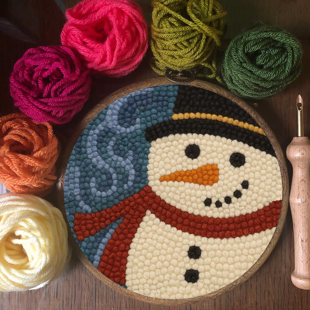Christmas Snowman Punch Needle Kit - Diy Holiday Wall Decoration | Winter Yarn Craft - image 5