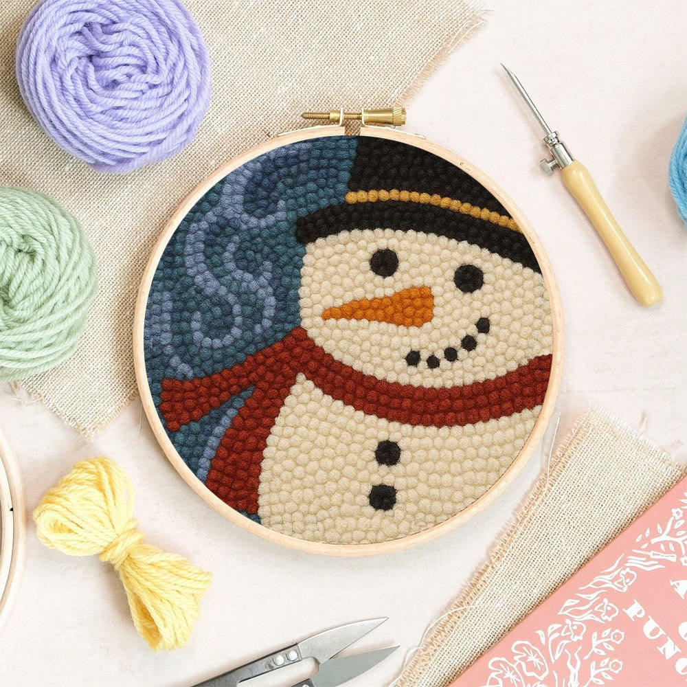 Christmas Snowman Punch Needle Kit - Diy Holiday Wall Decoration | Winter Yarn Craft - image 10