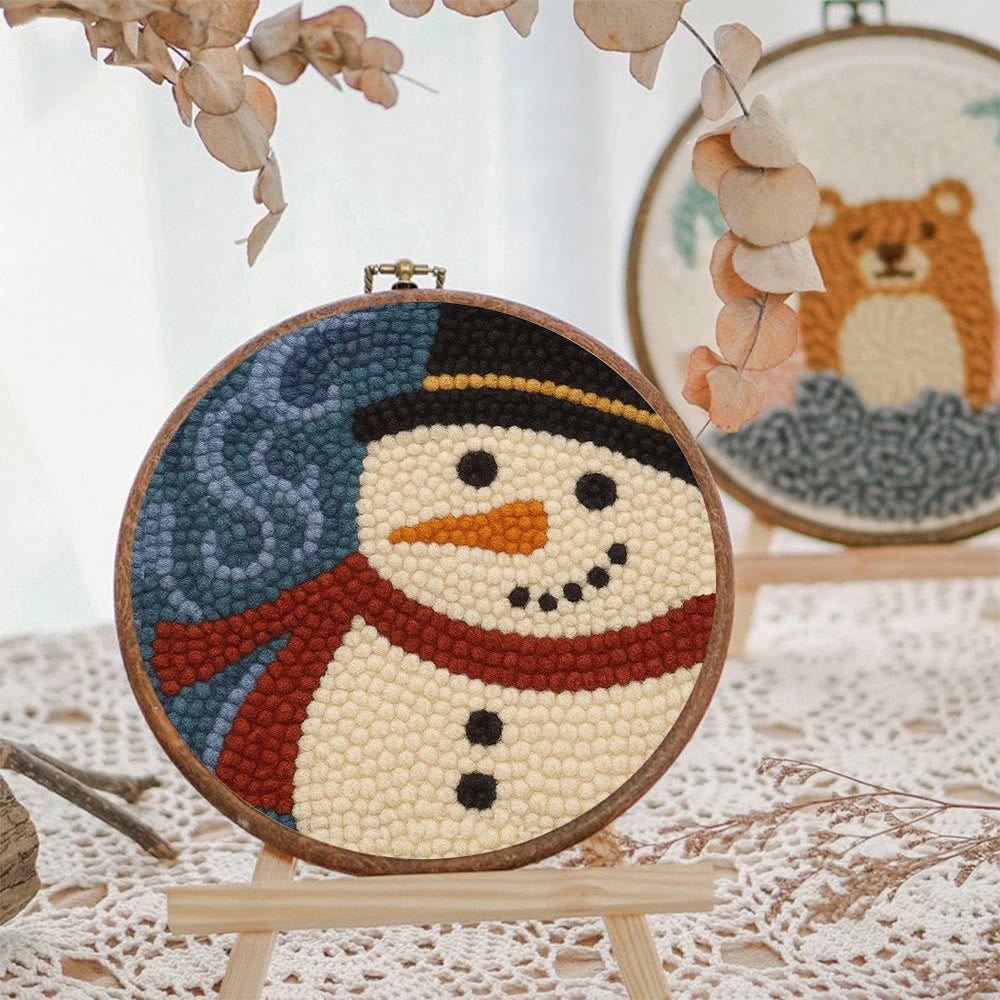 Christmas Snowman Punch Needle Kit - Diy Holiday Wall Decoration | Winter Yarn Craft - image 7