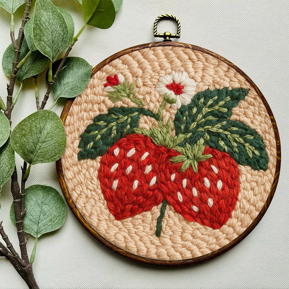 Strawberries Punch Needle Kit - Diy Needlework For Child | Beginner Friendly Handicraft - image 5