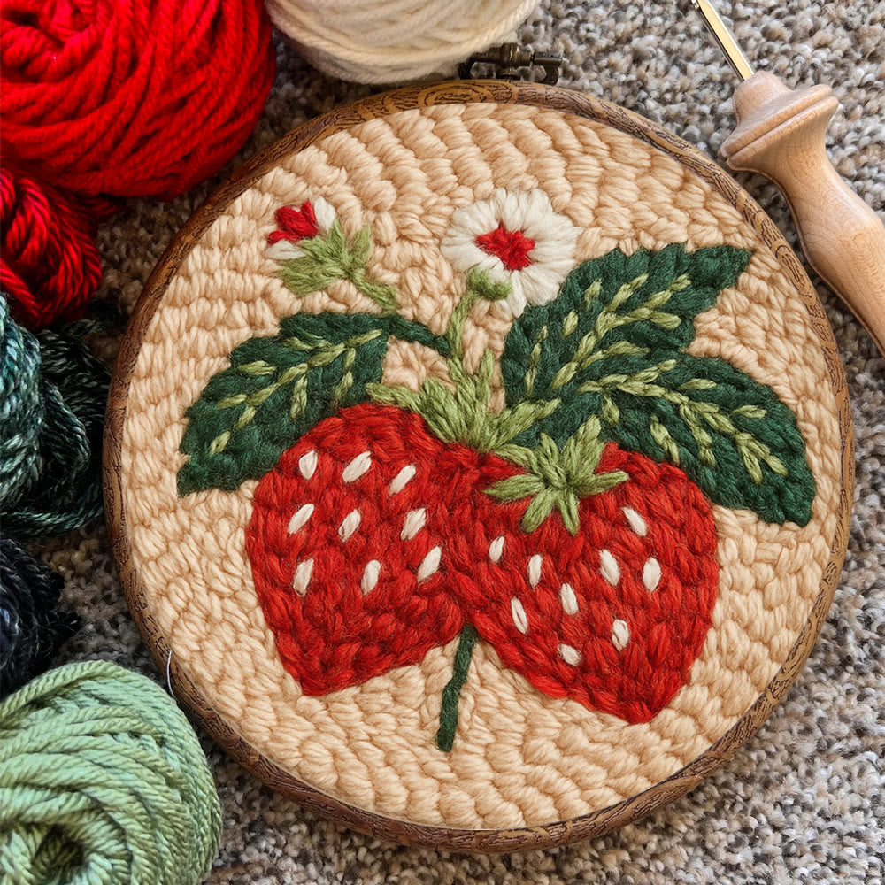 Strawberries Punch Needle Kit - Diy Needlework For Child | Beginner Friendly Handicraft - image 7