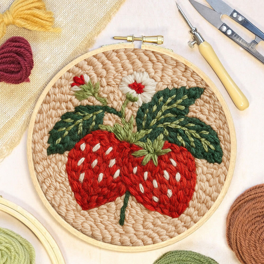 Strawberries Punch Needle Kit - Diy Needlework For Child | Beginner Friendly Handicraft - image 6