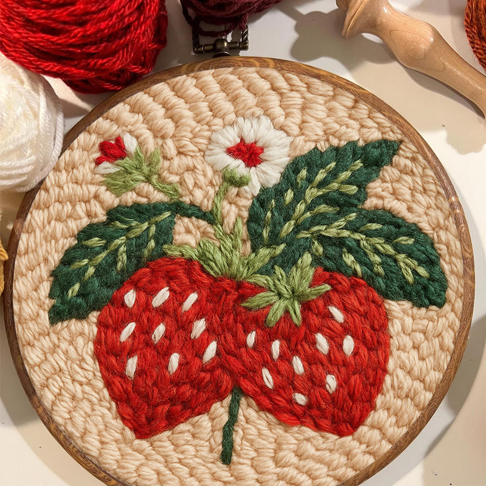 Strawberries Punch Needle Kit - Diy Needlework For Child | Beginner Friendly Handicraft - image 2