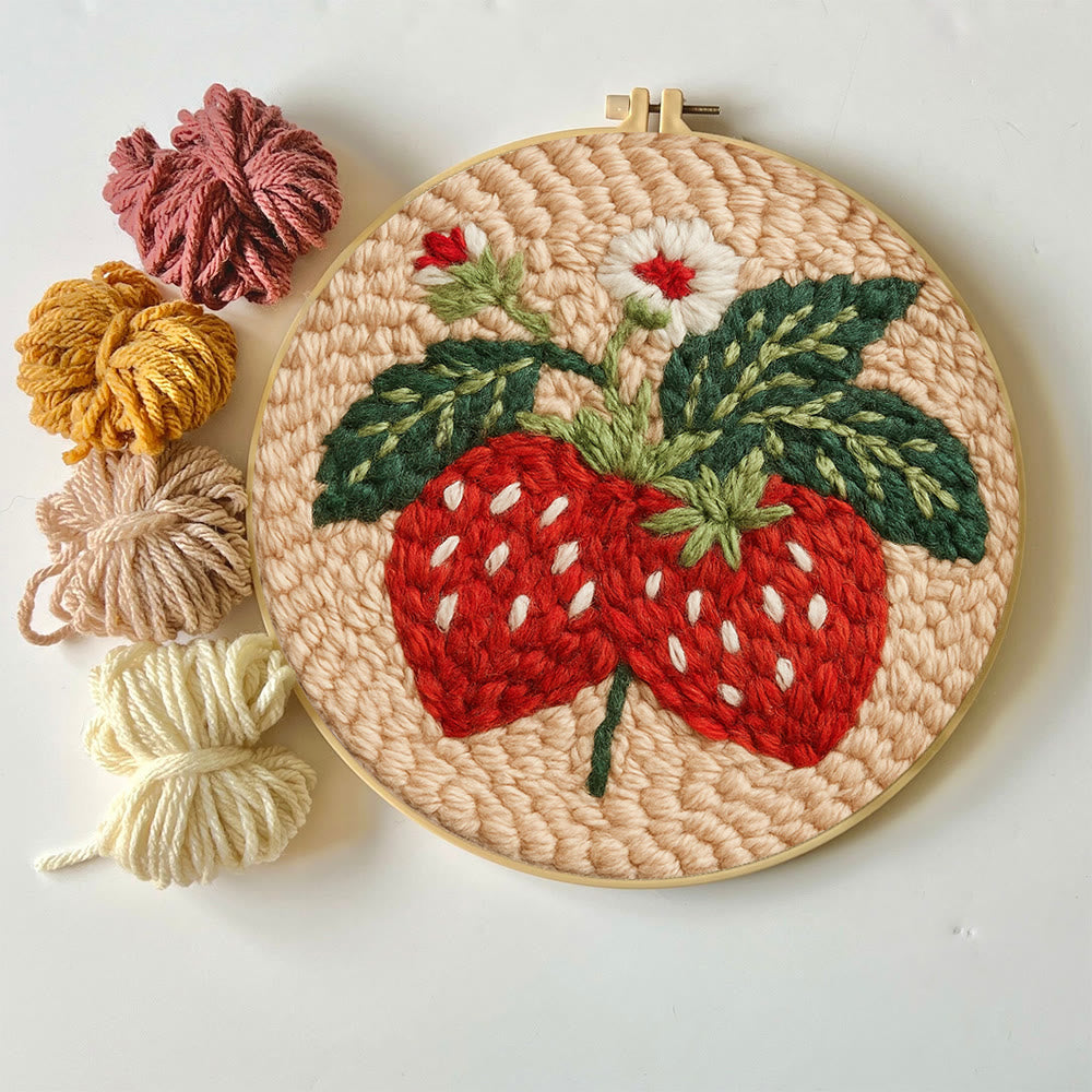 Strawberries Punch Needle Kit - Diy Needlework For Child | Beginner Friendly Handicraft - image 3