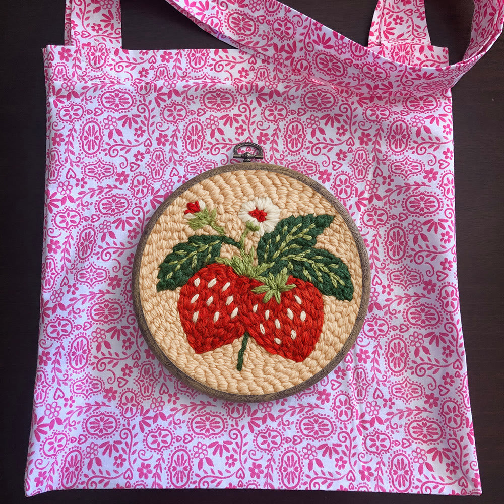 Strawberries Punch Needle Kit - Diy Needlework For Child | Beginner Friendly Handicraft - image 11