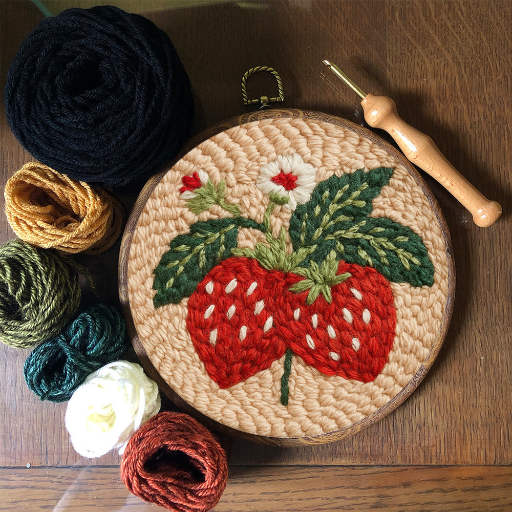 Strawberries Punch Needle Kit - Diy Needlework For Child | Beginner Friendly Handicraft - image 8