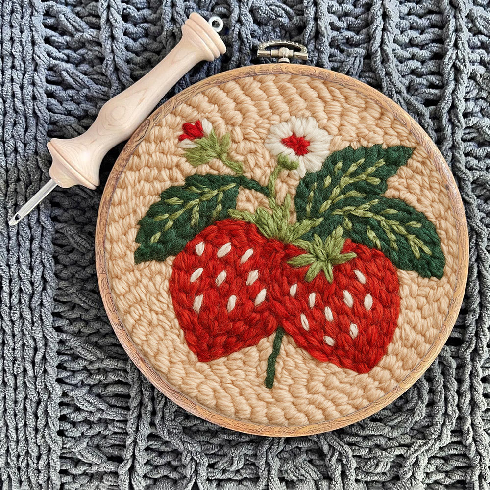 Strawberries Punch Needle Kit - Diy Needlework For Child | Beginner Friendly Handicraft - image 9