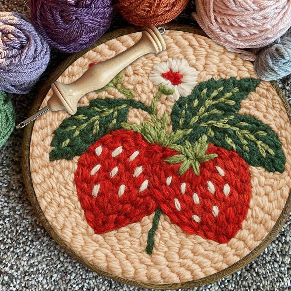 Strawberries Punch Needle Kit - Diy Needlework For Child | Beginner Friendly Handicraft - image 10