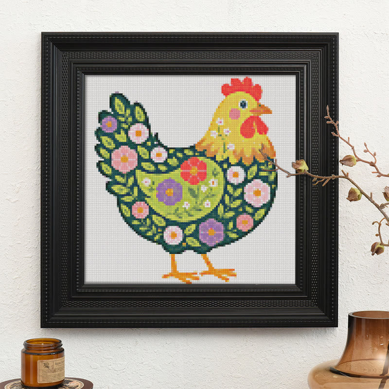  Cross Stitch Kit - Floral Hen | Colorful Handmde Craft | Starter Diy Needlework - image 9