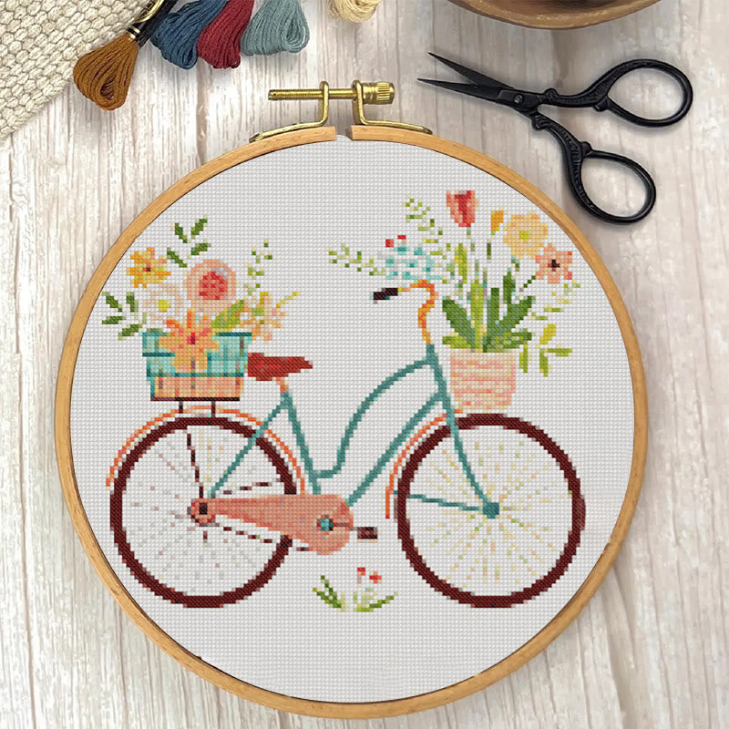 Cross Stitch Kit - Botanical Bicycle | Diy Stitch Handicraft | Nice Birthday Gifts For Friends - image 3