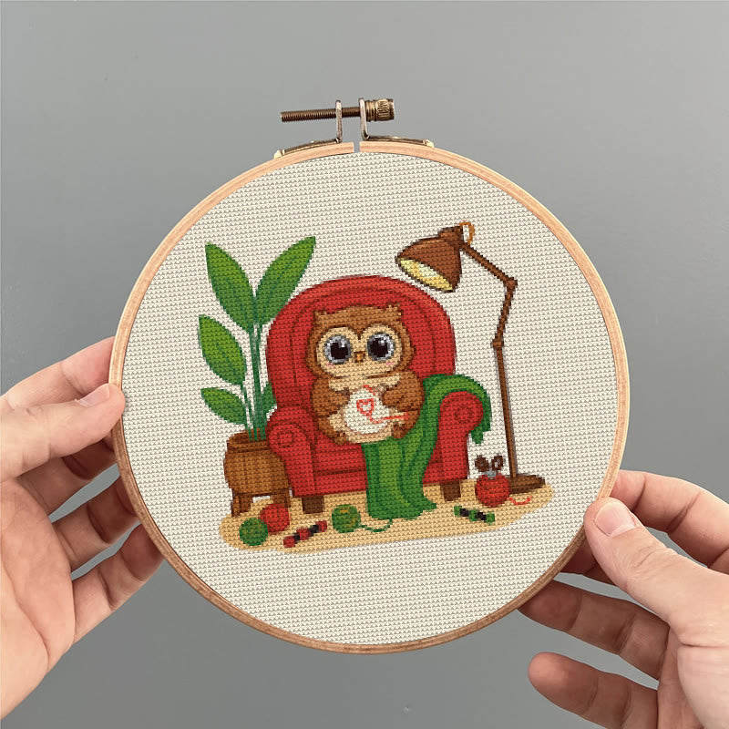  Cross Stitch Kit - Stitching Owl | Nice Gifts For Animal Lovers | Diy Handmade Craft  - image 2