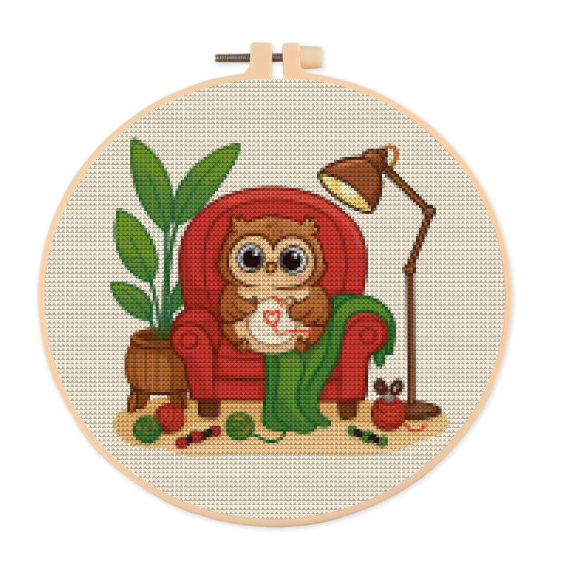  Cross Stitch Kit - Stitching Owl | Nice Gifts For Animal Lovers | Diy Handmade Craft  - 20×20cm - image 1