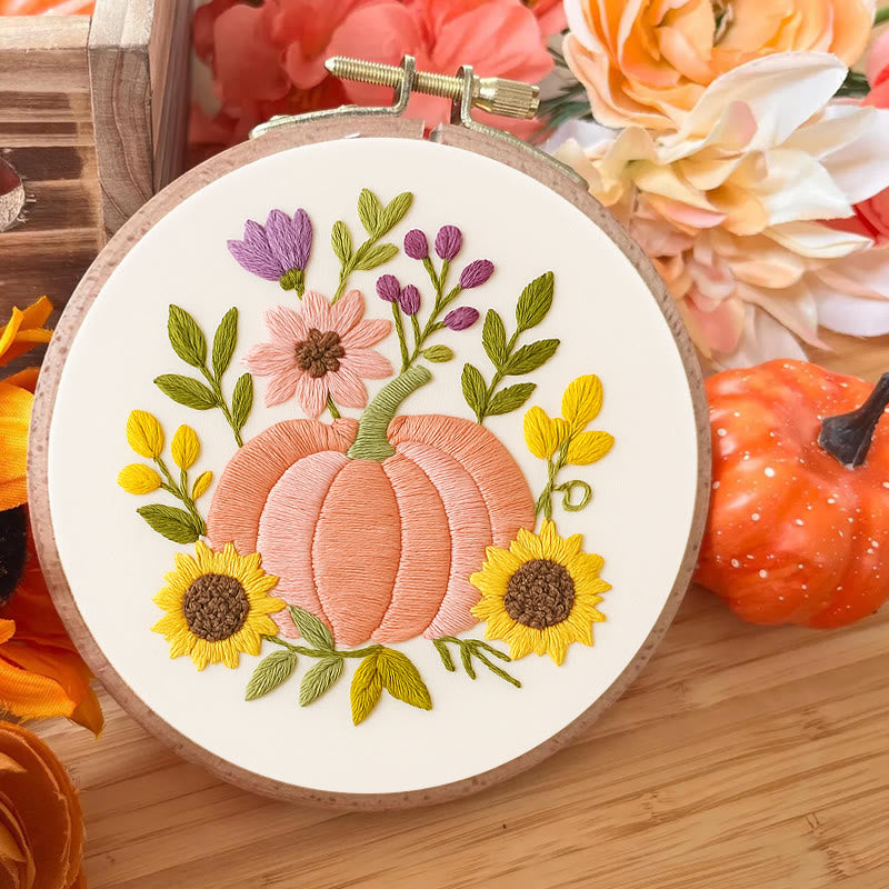 Rubbyoo Embroidery Kit - Pink Pumpkin | Unique Handmade Craft | Halloween Desk Ornament - image 3