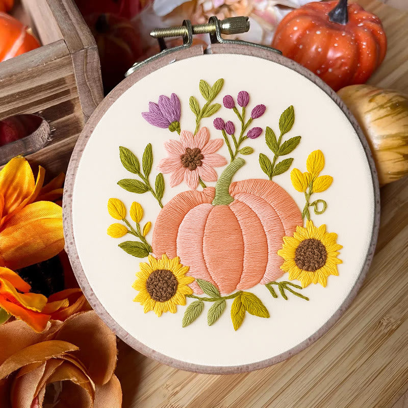Rubbyoo Embroidery Kit - Pink Pumpkin | Unique Handmade Craft | Halloween Desk Ornament - image 4