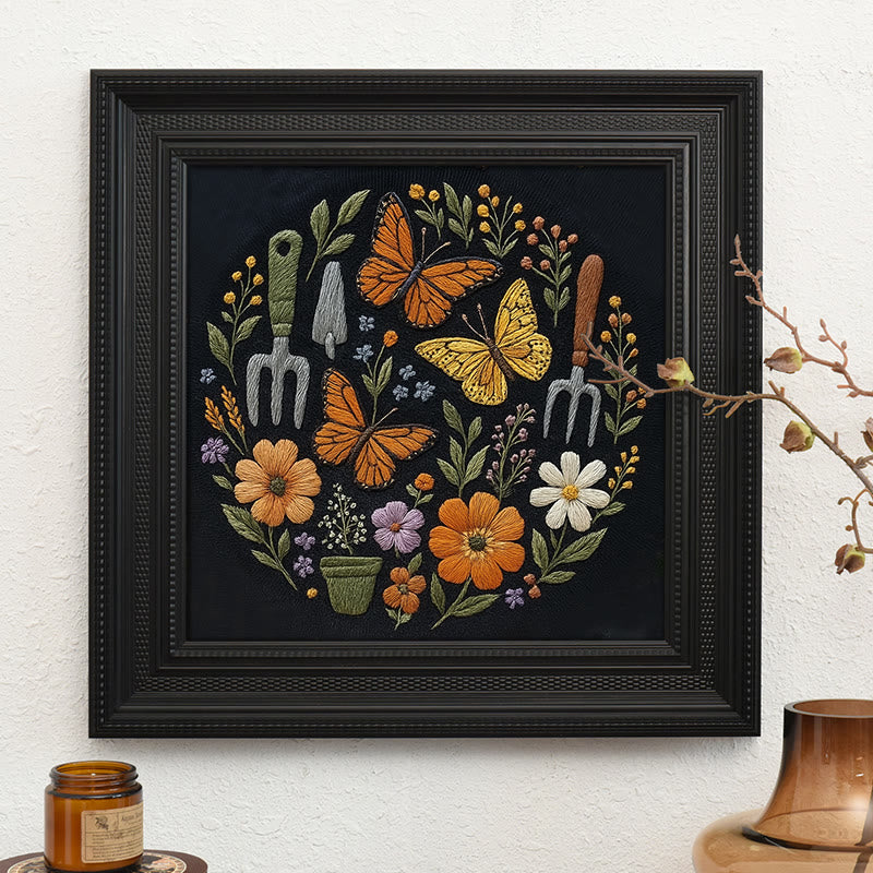 Rubbyoo Embroidery Kit - Beautiful Butterfly | Diy Craft Gift | Beginner Floral Needlepoint Kit - Embroidery Kit Plus An Extra Frame - image 4