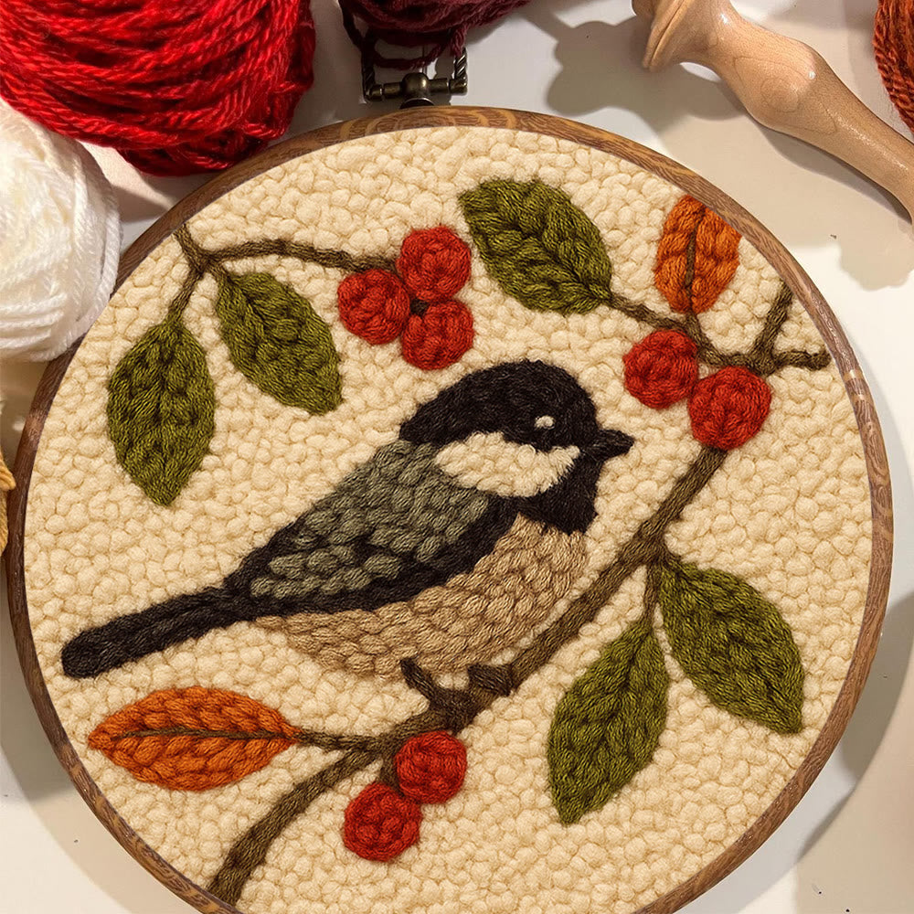 Chickadee Birds Punch Needle Kit - Diy Home Ornament | Beginner Friendly Needlework - image 3