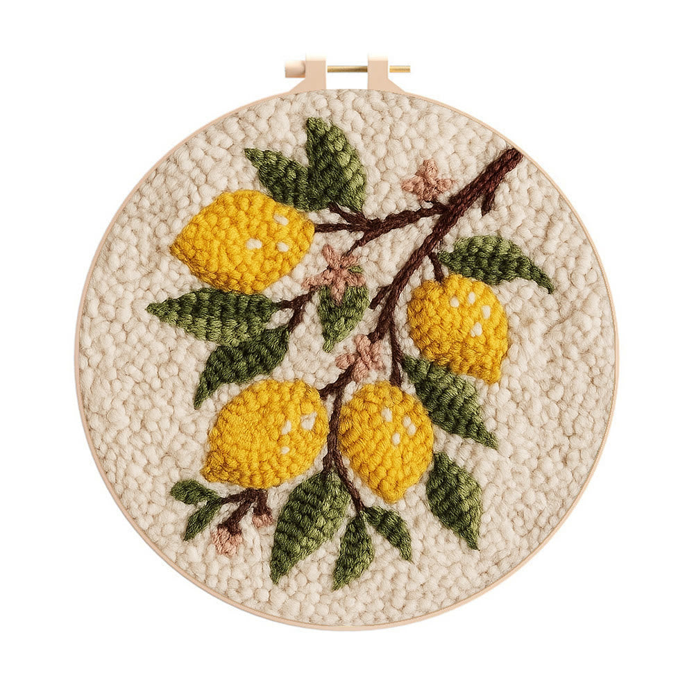 Lemon Tree Punch Needle Kit - Handmade Fruit Craft | Perfect Gift For Craft Lovers - 20cm*20cm - image 1