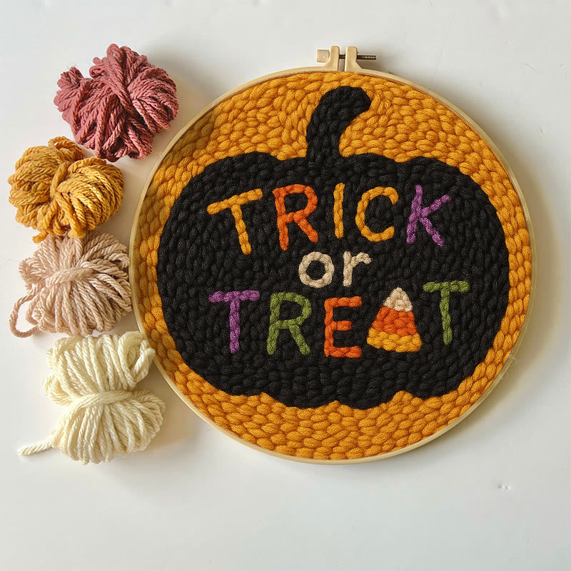 Trick Or Treat Punch Needle Kit - Creative Halloween Wall Decor | Diy Yarn Handmade Art - image 5