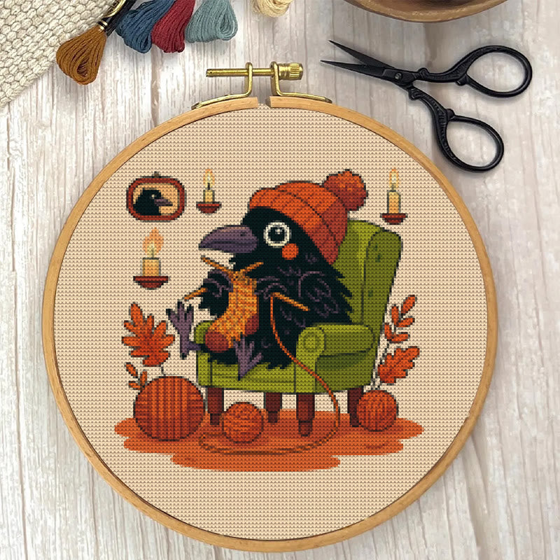  Cross Stitch Kit - Sewing Raven | Cute Bird Craft | Perfect Gifts For Knitting Lover  - image 3