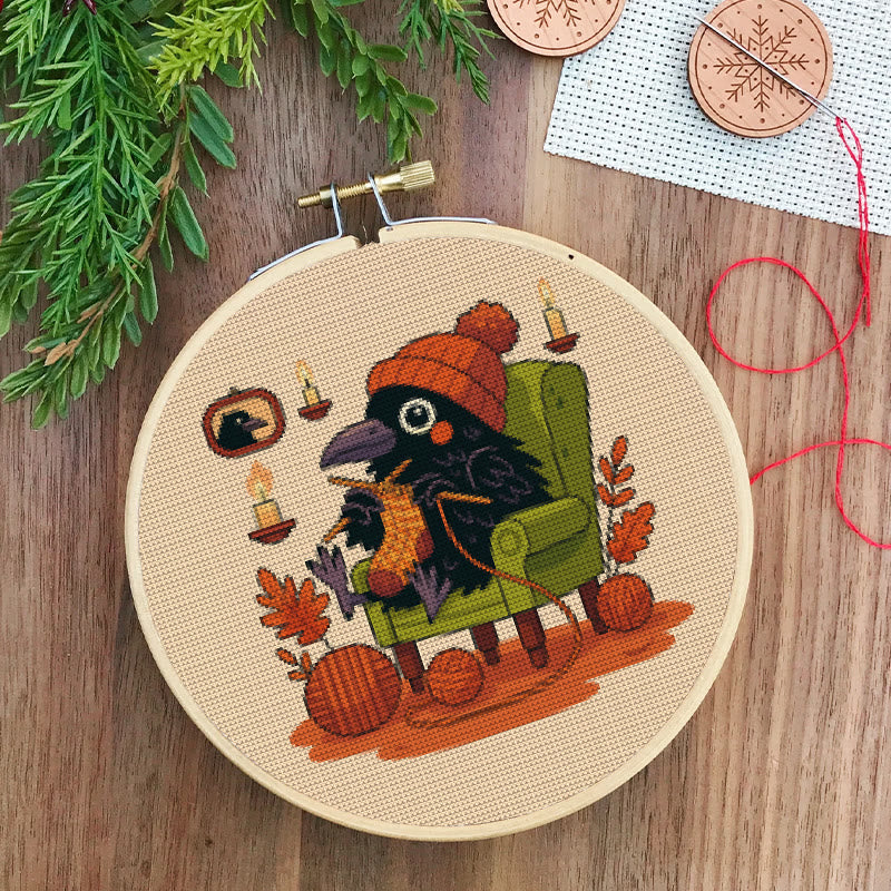  Cross Stitch Kit - Sewing Raven | Cute Bird Craft | Perfect Gifts For Knitting Lover  - image 6