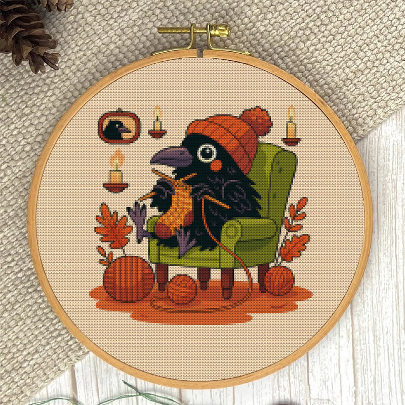  Cross Stitch Kit - Sewing Raven | Cute Bird Craft | Perfect Gifts For Knitting Lover  - image 2