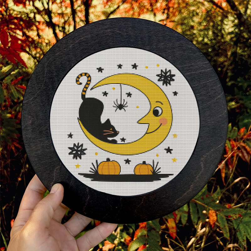  Cross Stitch Kit - Black Cat And Moon | Spooky Halloween Decor | Diy Needlework Collection - image 9