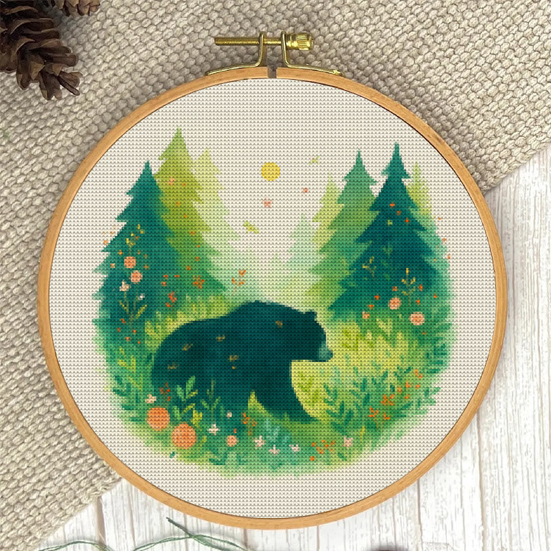  Cross Stitch Kit - Bear In The Forest | Unique Sewing Collection | Charming Landscape Craft  - image 8