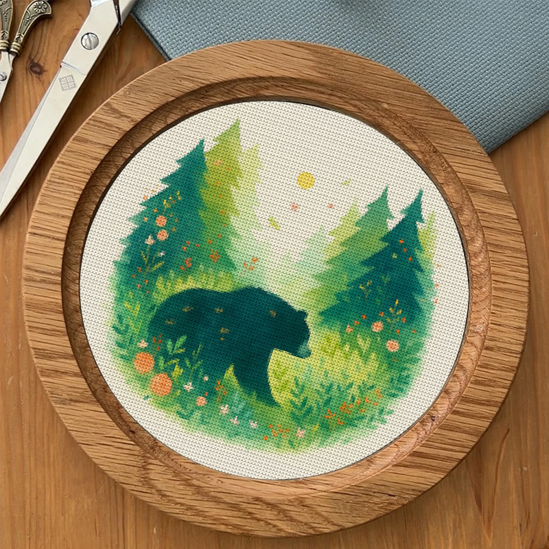  Cross Stitch Kit - Bear In The Forest | Unique Sewing Collection | Charming Landscape Craft  - image 6