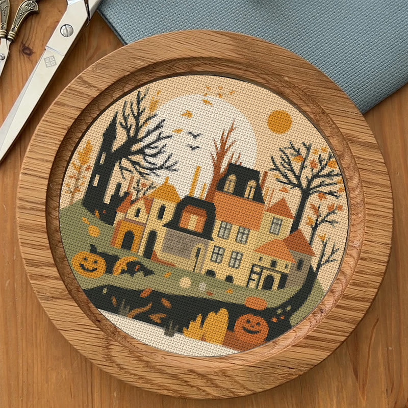  Cross Stitch Kit - Halloween Haunted House | Diy Holiday Ornament | Autumn Town Handicraft  - image 5