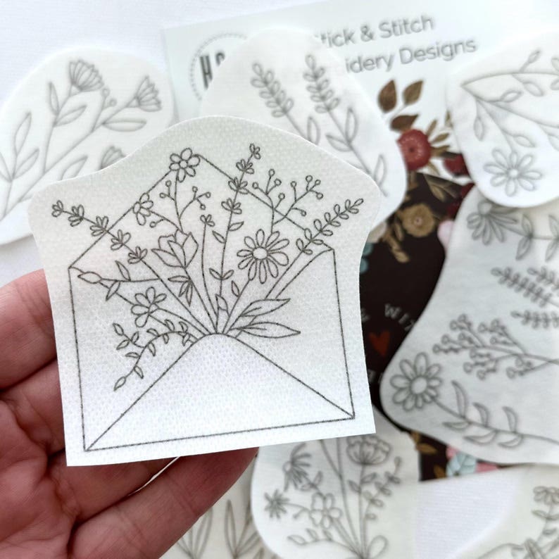 Botanical Stick And Stitch Patterns |  Water-soluble Stickers | Nice For Cloth Diy Embroidery  - image 1