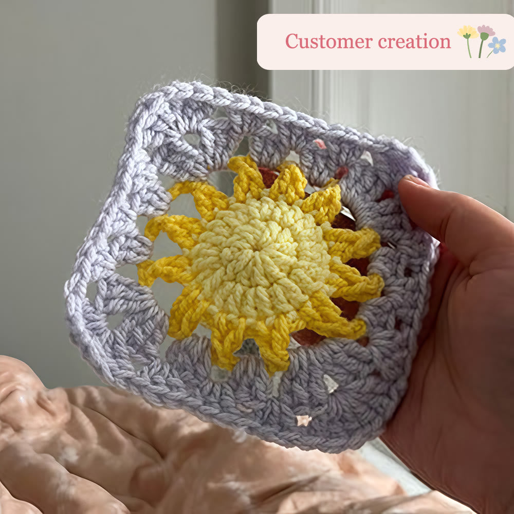 Diy Handmade Sun Granny Square Crochet Kit -  Easy Crochet Pattern | Suitable For Handmade Enthusiasts - image 8