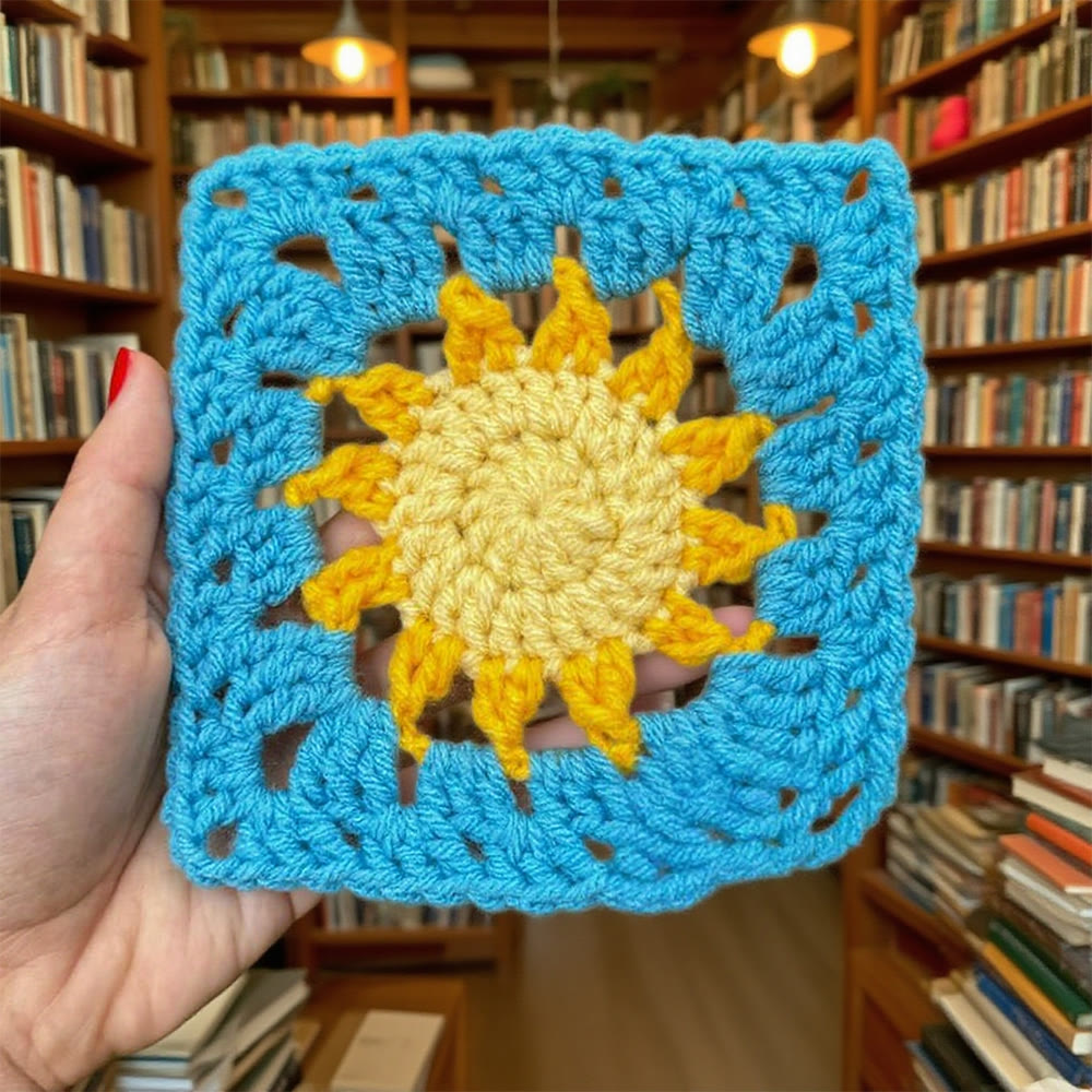 Diy Handmade Sun Granny Square Crochet Kit -  Easy Crochet Pattern | Suitable For Handmade Enthusiasts - Diy Handmade Sun Granny Square Crochet Kit - image 1