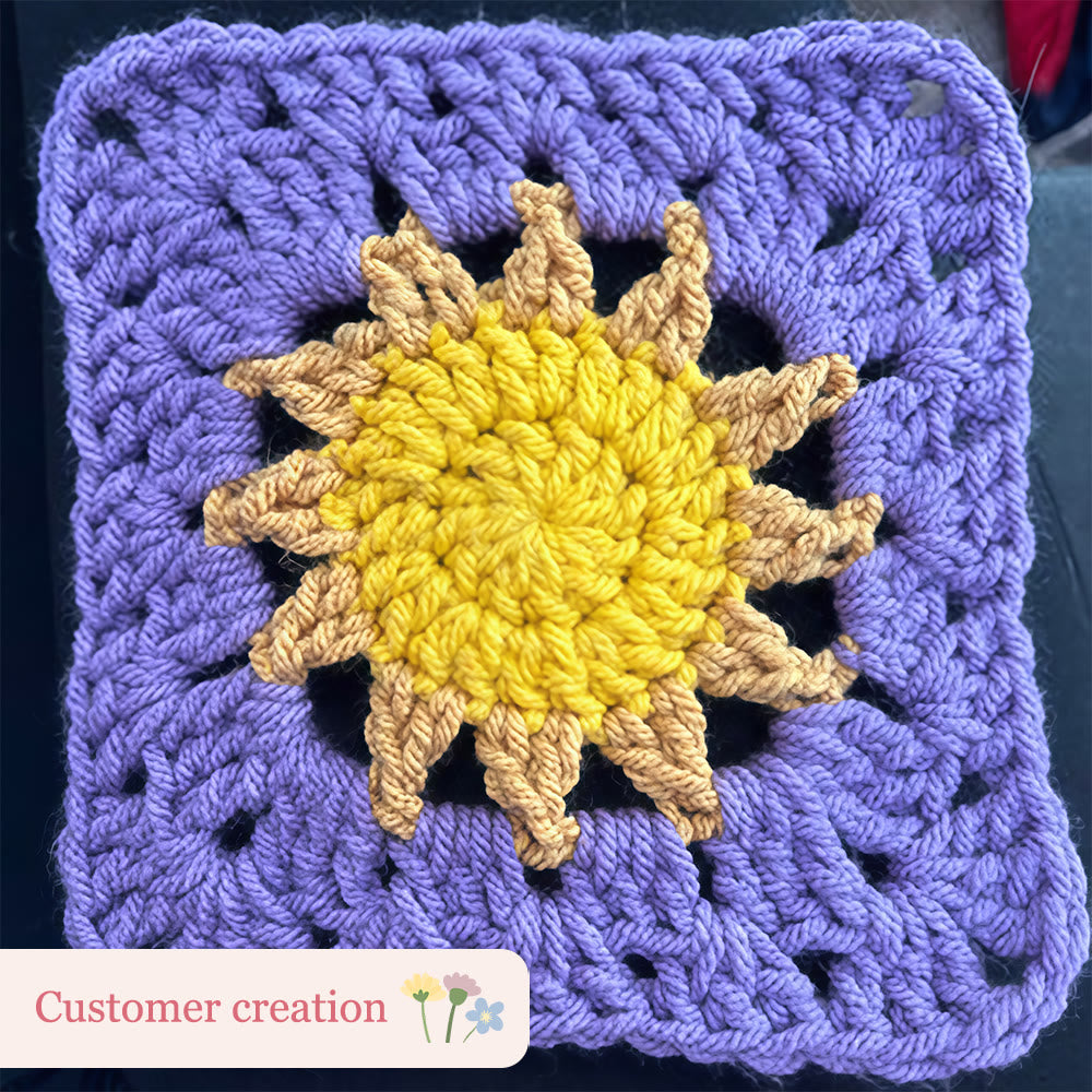 Diy Handmade Sun Granny Square Crochet Kit -  Easy Crochet Pattern | Suitable For Handmade Enthusiasts - image 4