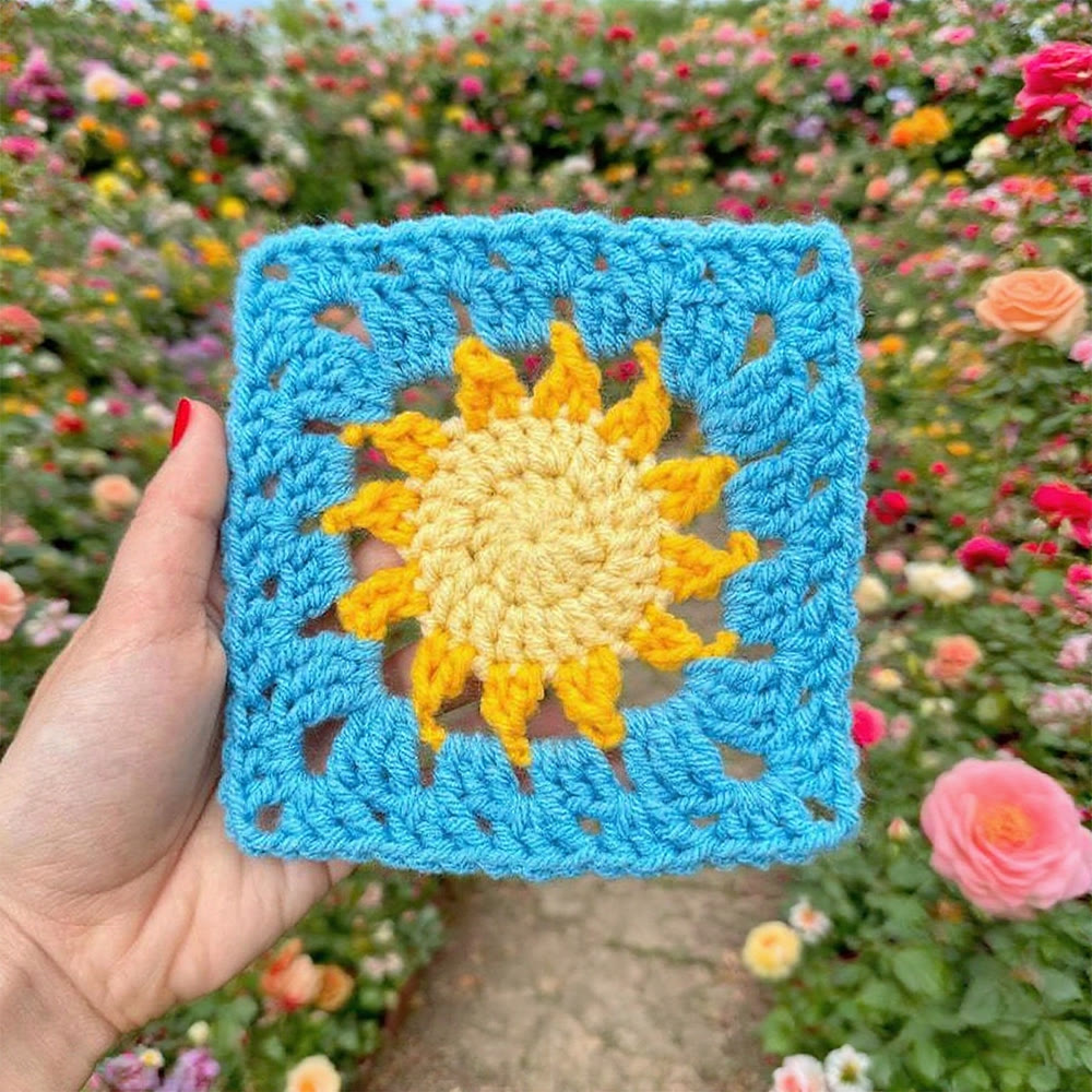 Diy Handmade Sun Granny Square Crochet Kit -  Easy Crochet Pattern | Suitable For Handmade Enthusiasts - image 3