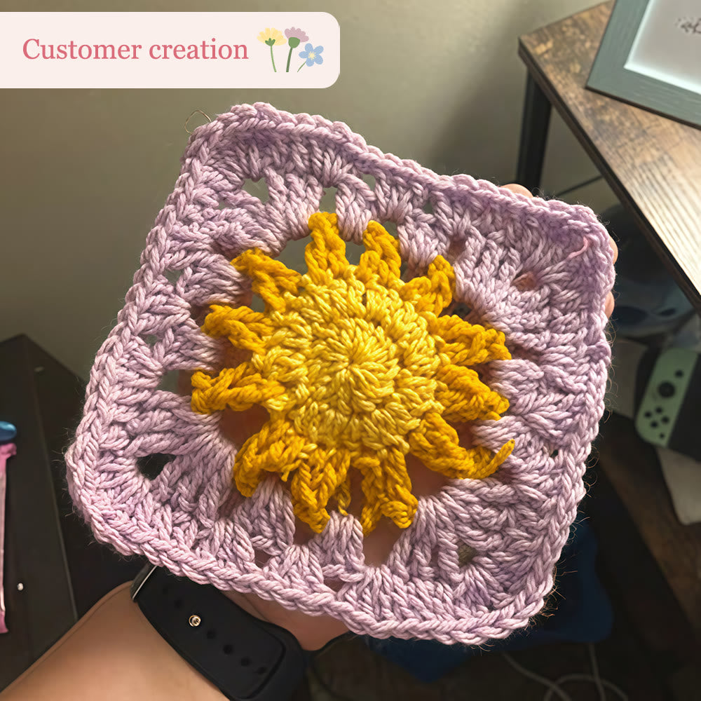 Diy Handmade Sun Granny Square Crochet Kit -  Easy Crochet Pattern | Suitable For Handmade Enthusiasts - image 6