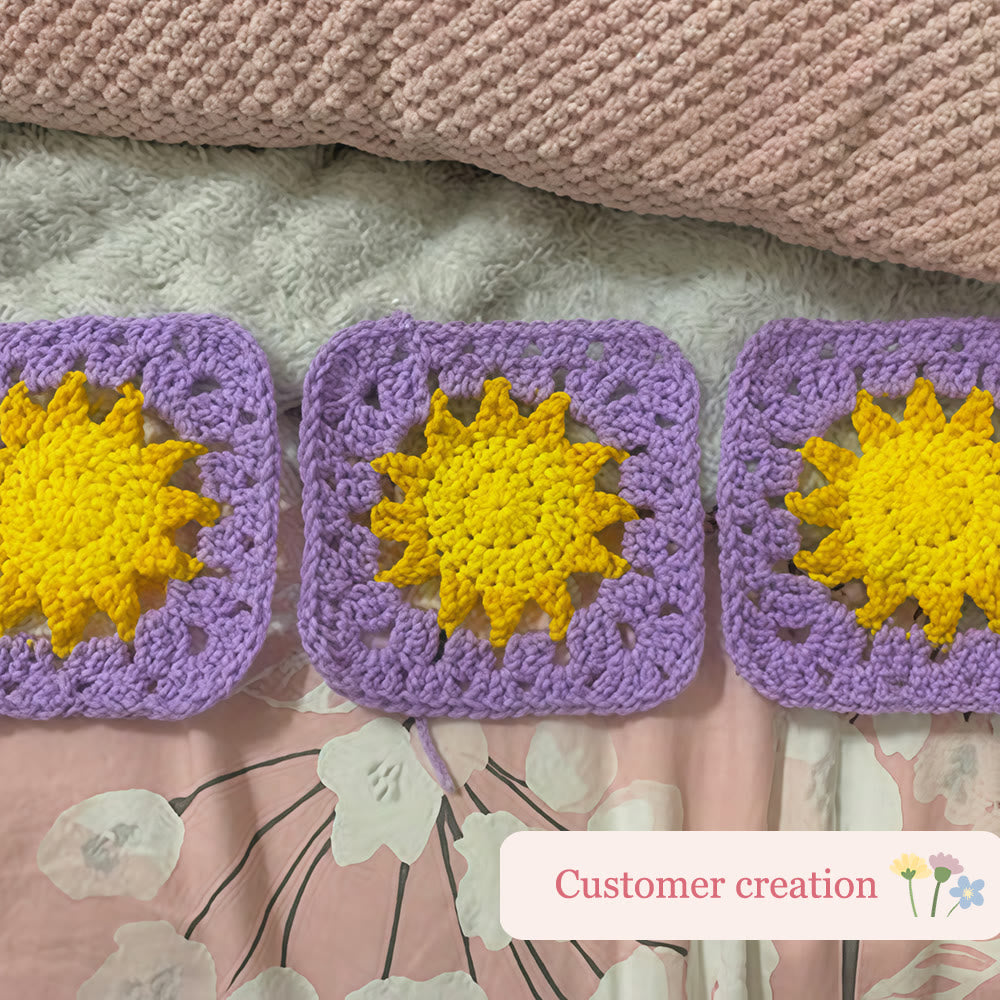 Diy Handmade Sun Granny Square Crochet Kit -  Easy Crochet Pattern | Suitable For Handmade Enthusiasts - image 5