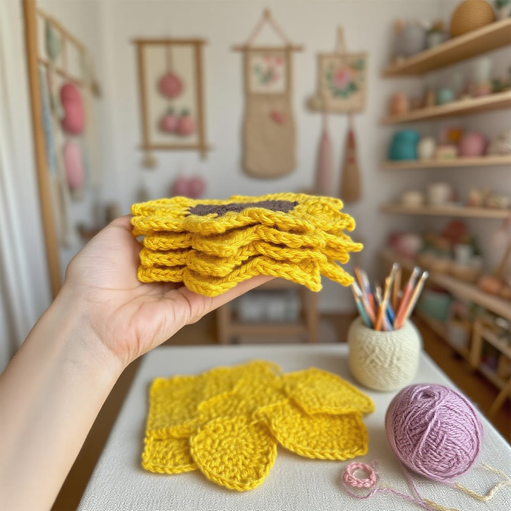 Diy Handmade Sunflower Coaster Crochet Kit - Creative Floral Handicraft | Perfect Housewarming Gift - image 5