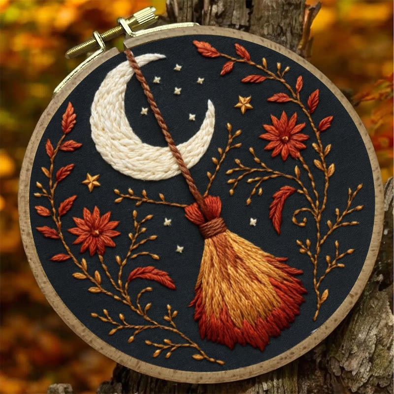Rubbyoo Embroidery Kit - Halloween Witch Broom | Diy Handmade Gifts | Halloween Wall Decor - image 7