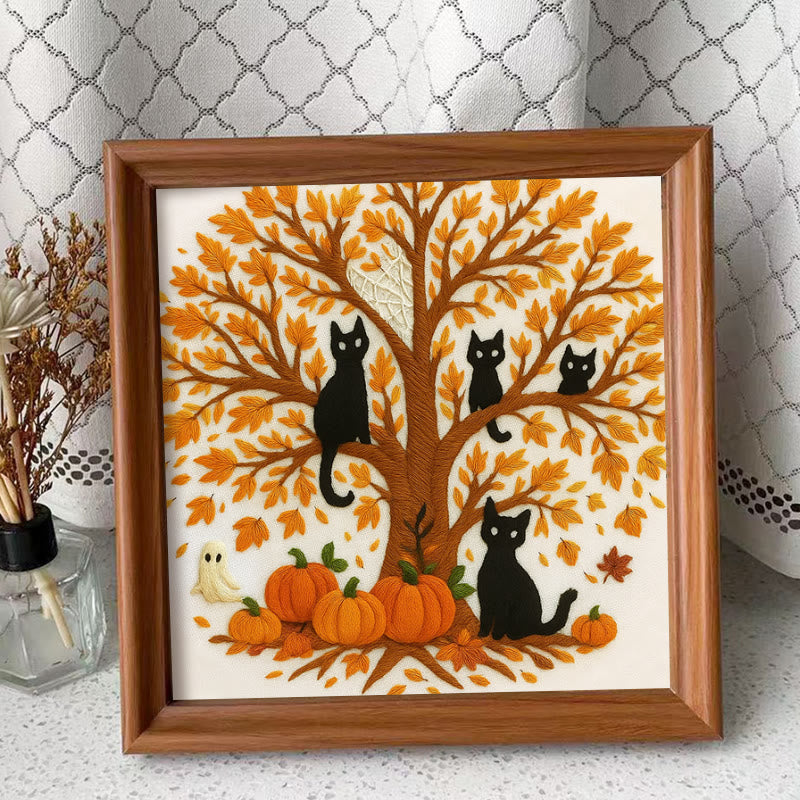 Rubbyoo Embroidery Kit - Halloween Black Cats | Spooky Desk Decor | Cat Lover Halloween Gift - Embroidery Kit Plus An Extra Frame - image 10