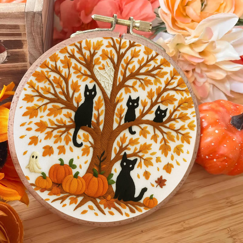 Rubbyoo Embroidery Kit - Halloween Black Cats | Spooky Desk Decor | Cat Lover Halloween Gift - image 6