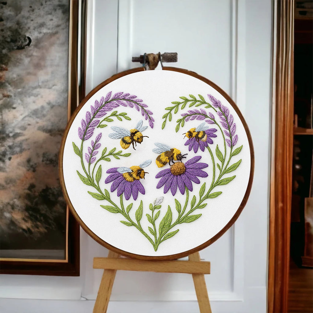 Rubbyoo Embroidery Kit - Bee And Flower | Floral Handmade Craft |  Gifts For House Warming  - image 8