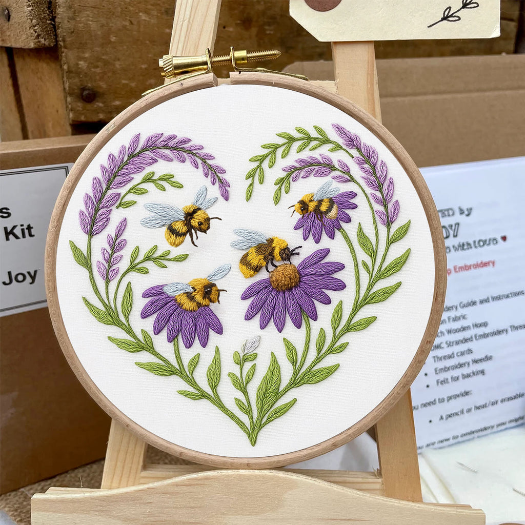 Rubbyoo Embroidery Kit - Bee And Flower | Floral Handmade Craft |  Gifts For House Warming  - image 6