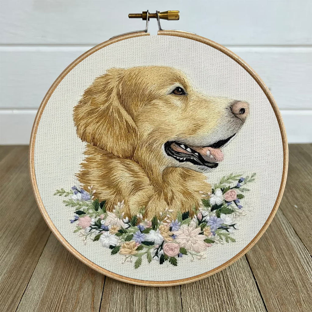 Rubbyoo Embroidery Kit - Floral Golden Retriever | Personalized Animal Craft  | Unique Gift For Dog Lovers - image 6