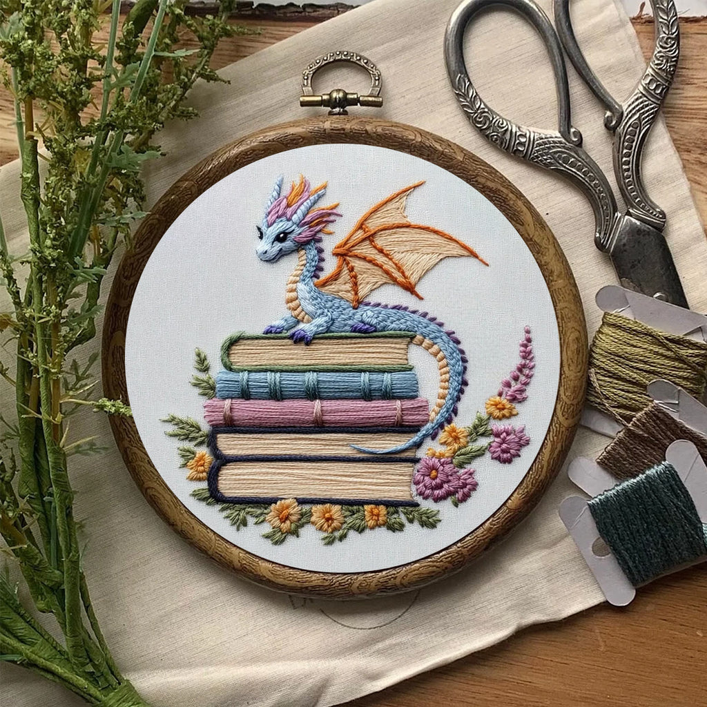 Rubbyoo Embroidery Kit - Fantasy Dragon | Book Shelf Artwork | Diy Needle Craft - image 6